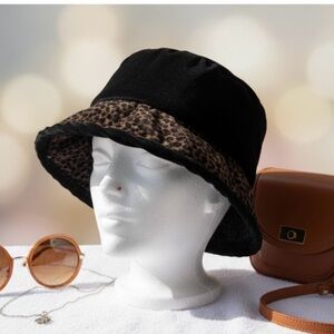 Capelli Montreal Milan Leopard Trim Velvet Bucket Hat